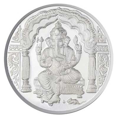 "5 Grams Ganesh Silver Coin - SJSC05G99 - Click here to View more details about this Product